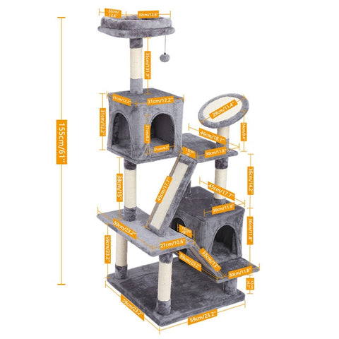  Luxury Pet Cat Tree House Condo Furniture Multi-layer Cat Tree with Ladder Toy Sisal Scratching Post for Cat Climbing JumpingToy