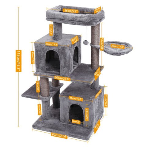  Luxury Pet Cat Tree House Condo Furniture Multi-layer Cat Tree with Ladder Toy Sisal Scratching Post for Cat Climbing JumpingToy