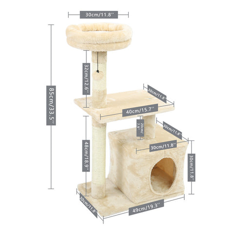  Luxury Pet Cat Tree House Condo Furniture Multi-layer Cat Tree with Ladder Toy Sisal Scratching Post for Cat Climbing JumpingToy