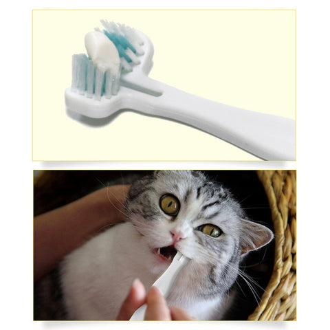 Hot Sell Cat Toothbrush Double Heads Teeth Brushing Multi-angle Cleaning Pet Breath Freshener Oral Care For Dog Cat High Quality