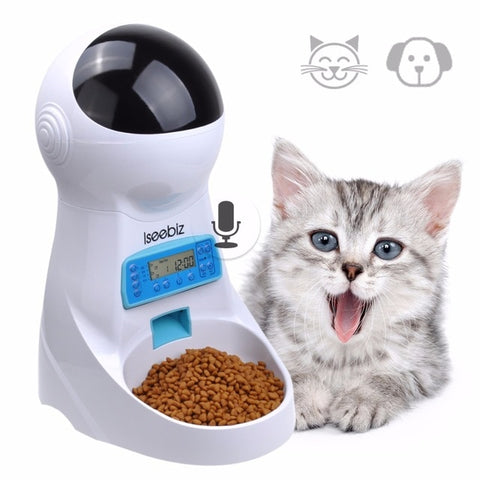  Iseebiz 3L Automatic Pet Feeder With Voice Record Pets food Bowl For Medium Small Dog Cat LCD Screen Dispensers 4 times One Day