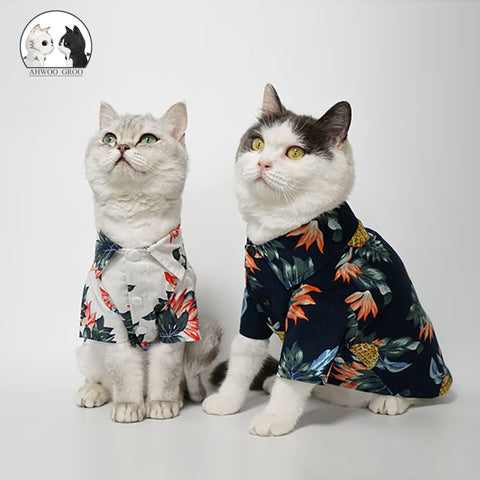 Summer Pet Cat Clothes Cat Dogs Coat Jackets Flower Breathable  Shirt Puppy Pet Overalls Costume Cat Spring Clothing Pet Outfits